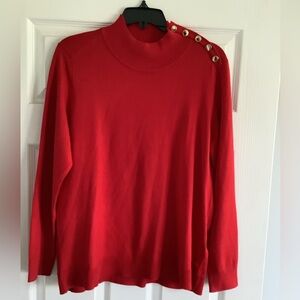 Classic Calvin Klein Red Knit with Gold Logo Accent L NWT
